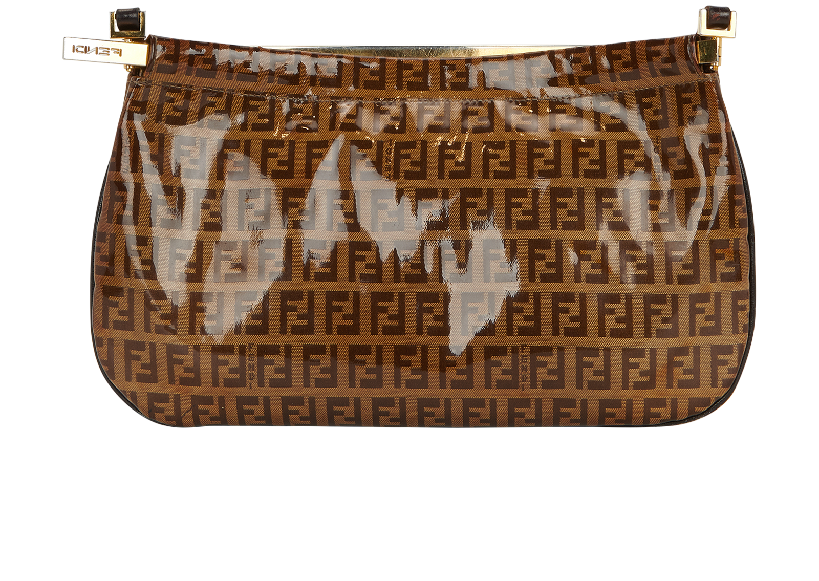 FF Monogram Bag, &pound;160, Handbags, Brown, Coated Canvas, Back view